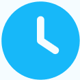 Emergency Support - Payment24 - Payment24 Clock icon on a blue circular button indicating time