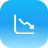 Low Cost - Payment24 - Payment24 Analytics icon showing a line chart with a downward trend inside a rounded blue square